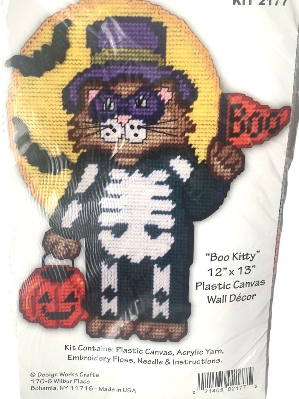 Boo Kitty Wall Hanging Plastic Canvas Kit #2177 Halloween Needlepoint Kit